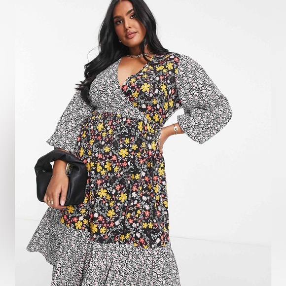 Dresses & Skirts - LIMITED COLLECTION X ASOS | Contrast Floral Wrap Midi Dress